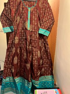Brown Cyan Anarkali