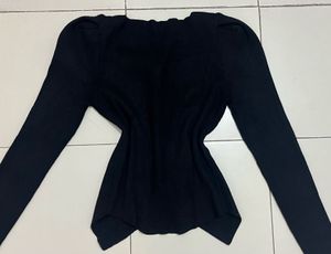 French-Inspired Chic Contrast Collar Knit Top