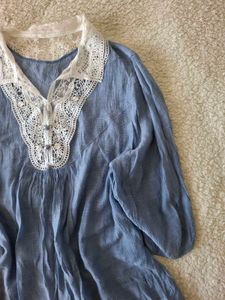 Blue Lace Collar Top