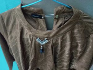 Brown Round Neck Stylish Kurti Top | Bust 32 |