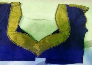 Blue & Gold Saree Blouse