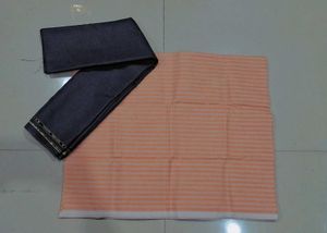 Men's Striped unstriched Peach Casual Shirt