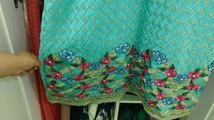 Aqua Embellished Pakistani Suit