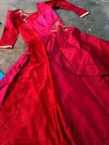 Red Embellished Girls&#39; Dress