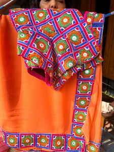 Orange Embroidered Saree with Blouse