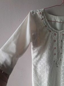 Schiffili work White Kurta &amp; Duppatta