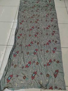 Grey Colored Embroidery Duppata