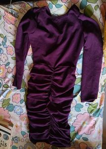 Purple Ruched Bodycon Dress