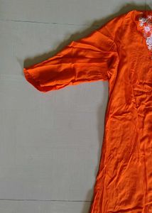 Orange Embroidered Kurta Set