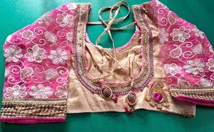 Half Shade Beautiful Work Saree &amp;Beautifu Blouse