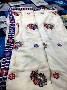 White Embroidery Saree