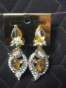 Sparkling Gold & Rhinestone Drop Earrings
