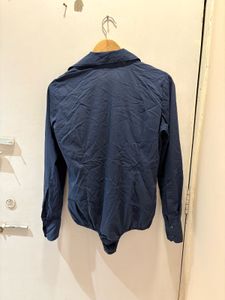 Navy Blue Button-Up Bodysuit