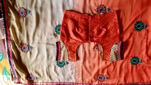 Orange And Nude Colour Saree With Reshmi Kdai