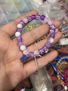 Purple Beaded Charm Bracelet