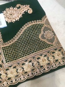 Elegant Green Embroidered Saree