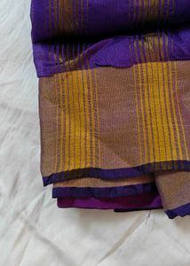 Violet Golden Saree