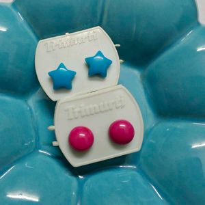 Blue Pink Stud Earrings Set