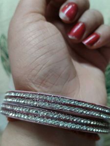 Sparkly Red &amp; Silver Bangles