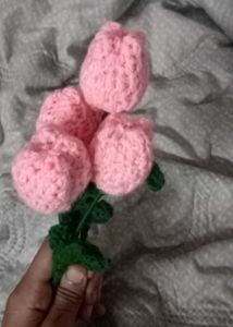 Crochet Pink Tulip 🌷 Bouquet Pack Of 4