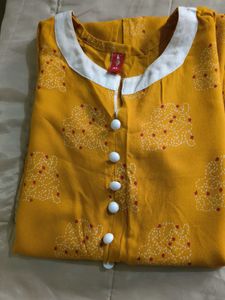 Mustard Yellow Kurti with Button Detail