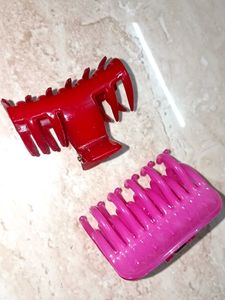 Hair Clips - Pink & Red