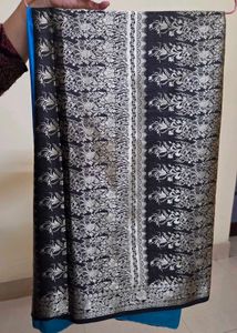 Blue Pure Silk Sari and Blouse