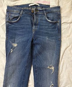 Zara Ripped Blue Denim Jeans