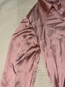 Pink Satin Button-Down