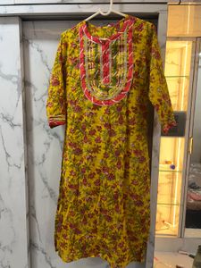 Yellow Floral Print Kurti