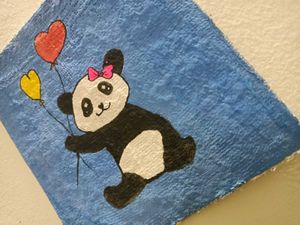 Cute Panda Heart Balloon Bag Art