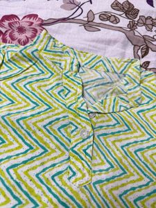 Green Cotton Short Kurti