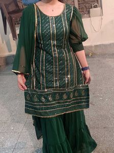3 Pieces Green Garara Suit