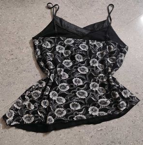 Black Pinteresty Sparkly Floral Cami Top