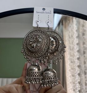 Silver Plated Dome Jhumkas