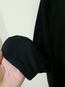 BLACK FULL SLEEVED HALF COTTON SHIRT