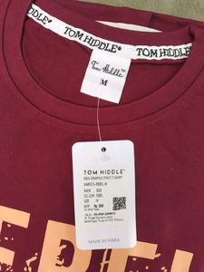 Brand New Maroon Printed Pure Cotton T-shirt