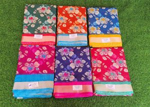 Floral Print Saree Set Of 6