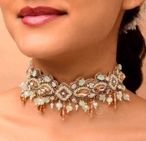 Beaded pearl drop choker