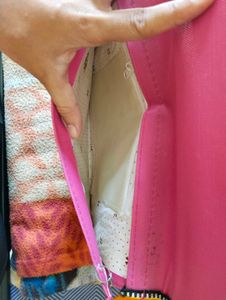 Animation Magenta Clutch With Silver Chain