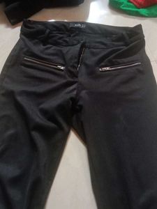 Chic Black Zipper Detail Pants