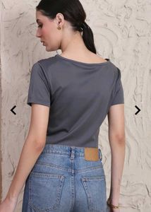 Shein Elegant Gray Short Sleeve Bodysuit