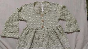 Green Embroidered Smocked Dress