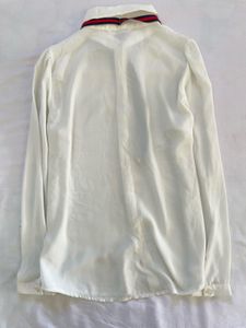 White Shirt with Ribbon Detail