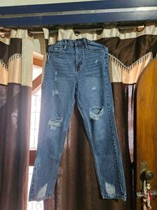 High Waisted Distressed Jeans