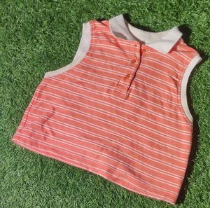 Striped Cropped Polo Top