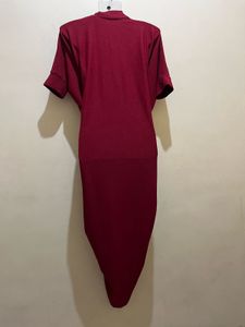Burgundy Drape Dhoti Style Dress