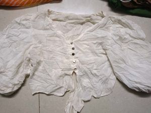 off white balloon sleeve top