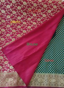 Offer Katan Banarasi Silk Saree pink And Rama Gree