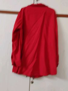 Red Button-Down Long Sleeve Shirt